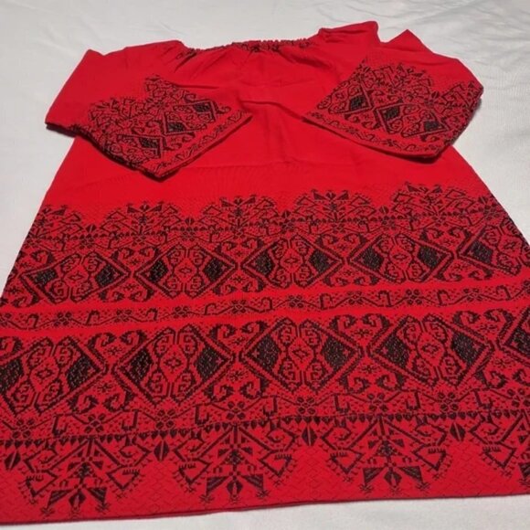 EL GRECO Red Embroidered Dress Size 1 NWOT - Picture 9 of 11